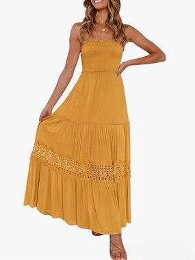 Zesica Boho Strapless Maxi Dress
